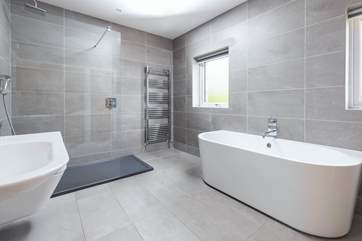 The fabulous family bathroom with the biggest walk-in shower.