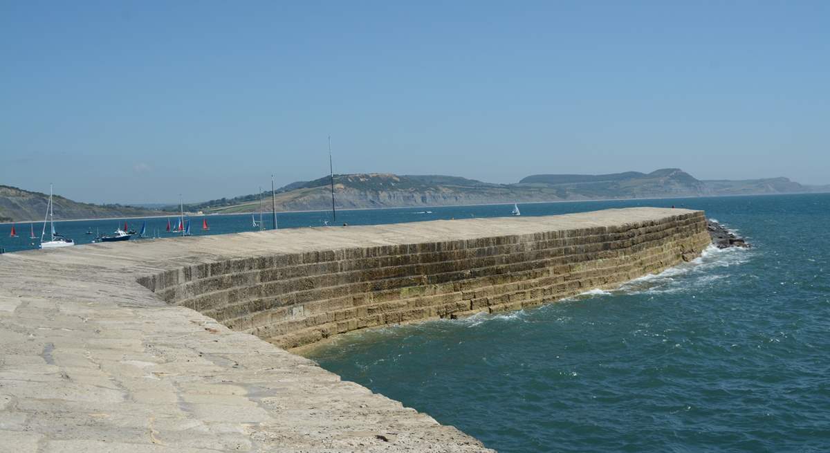 The iconic Cobb at nearby Lyme Regis, where you will also find a beach, summer water sports hire, fishing trips, and great places to eat and drink.