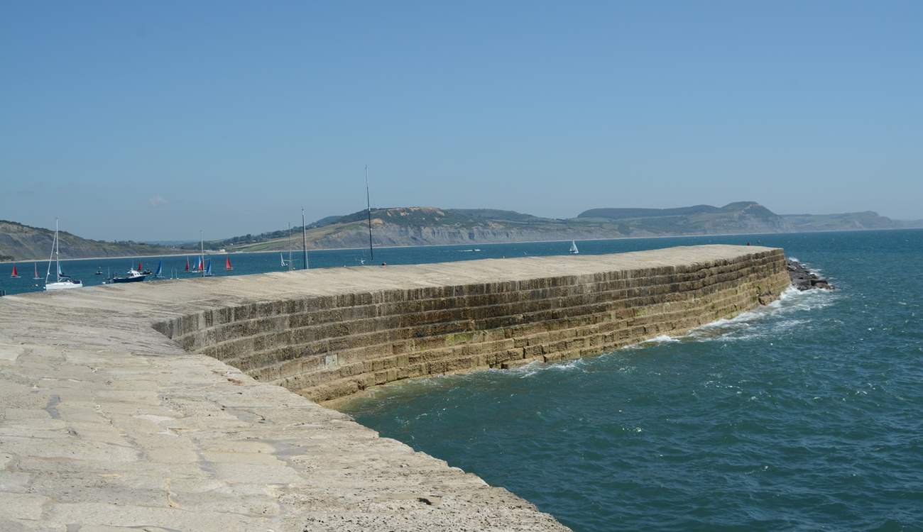 The iconic Cobb at nearby Lyme Regis, where you will also find a beach, summer water sports hire, fishing trips, and great places to eat and drink.