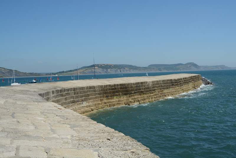 The iconic Cobb at nearby Lyme Regis, where you will also find a beach, summer water sports hire, fishing trips, and great places to eat and drink.