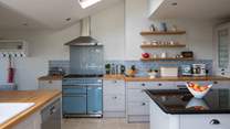 The fully equipped kitchen has a wonderful range cooker and all you need for holiday feasts.
