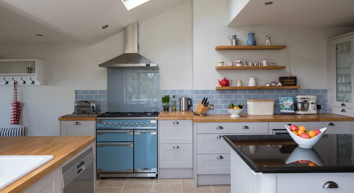 The fully equipped kitchen has a wonderful range cooker and all you need for holiday feasts.