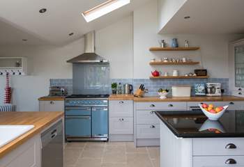 The fully equipped kitchen has a wonderful range cooker and all you need for holiday feasts.