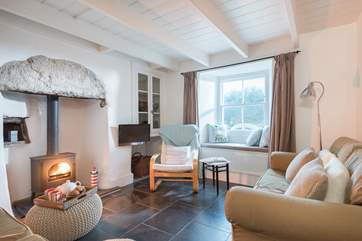 The cosy sitting-room looks out over the harbour.