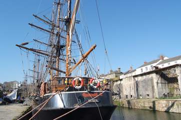 One of the tall ships often moored in Charlestown harbour.
