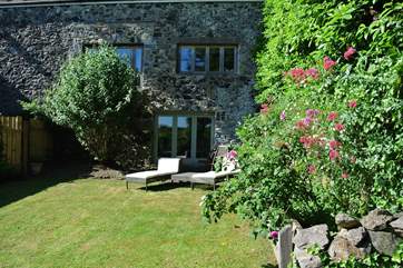 Looking back at the cottage from the end of the garden.