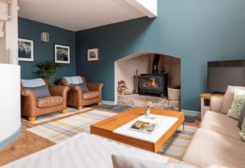The fabulous wood-burner sets this beautiful area off perfectly.