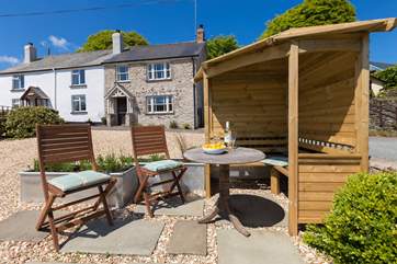 And another view of the cottage from this lovely little sheltered gazebo.
