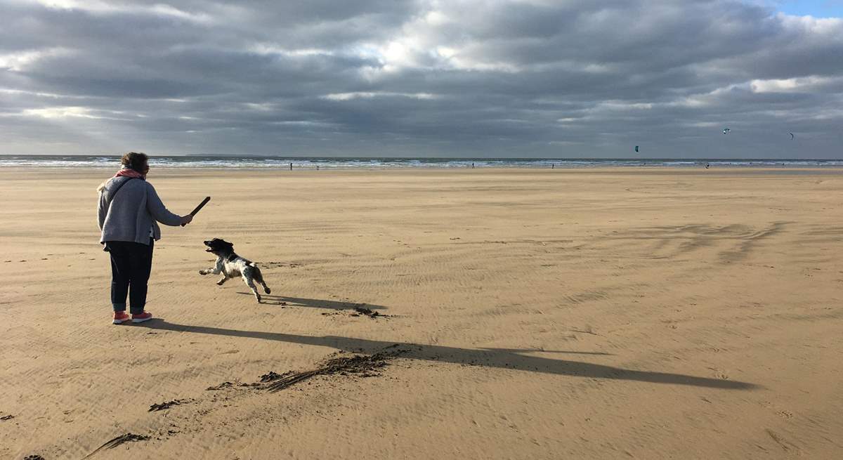 Westward Ho! has miles of sandy beach at low tide and is simply minutes from the house.  This is a Blue Flag beach and the far end is dog-friendly all year round.