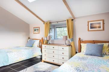 The spacious twin bedroom has three-foot single beds so is suitable both for adults and children.