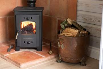 The wood-burner heats the cabin almost instantly.
