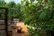 Where you can dine alfresco or soak in the steamy hot tub.