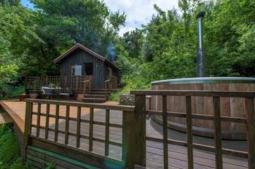 The wood-fired hot tub, glamping luxury after a hard day of relaxing.