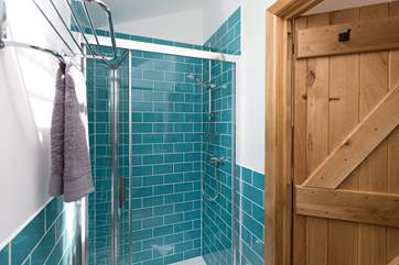 The walk-in shower.