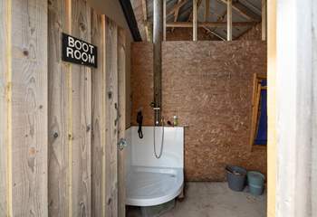 Been on a muddy walk and have a muddy dog? The boot-room is there to wash off the dog and the walking boots.