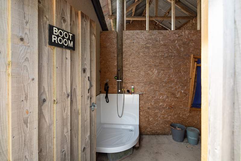 Been on a muddy walk and have a muddy dog? The boot-room is there to wash off the dog and the walking boots.