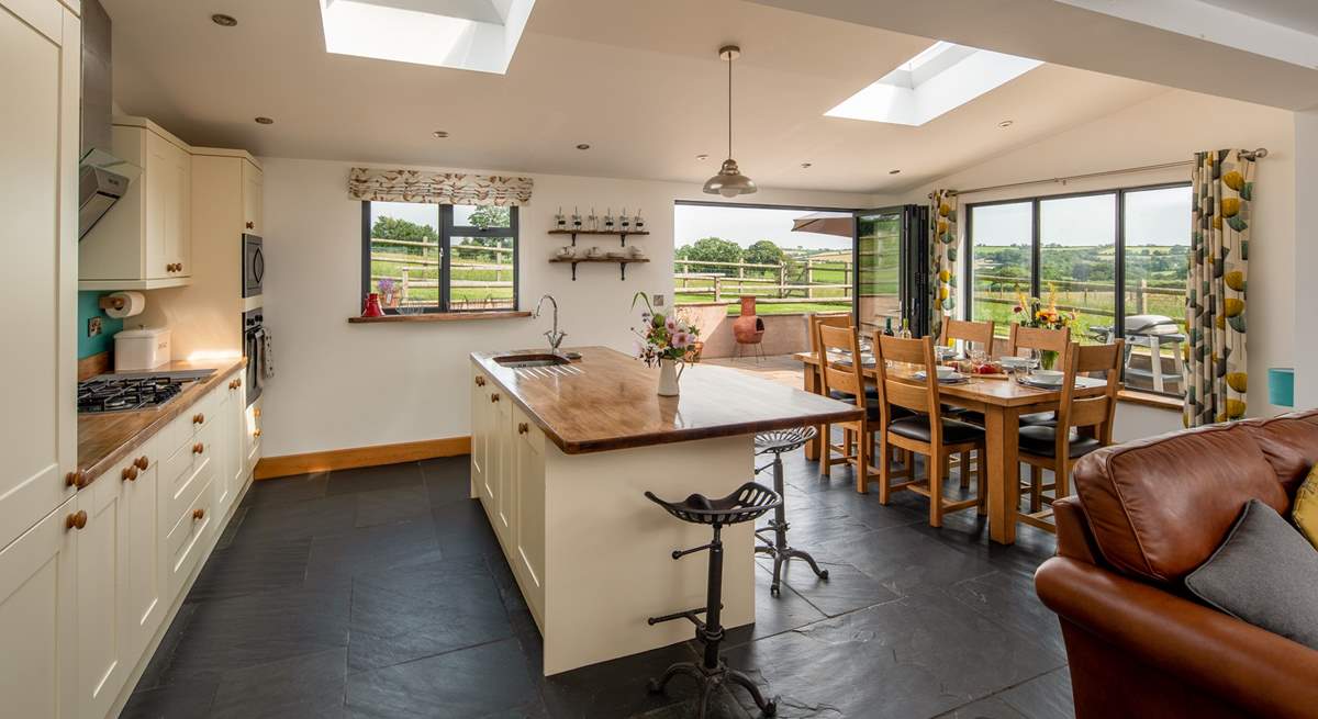 The kitchen living-area is open plan, perfect for a group holiday.