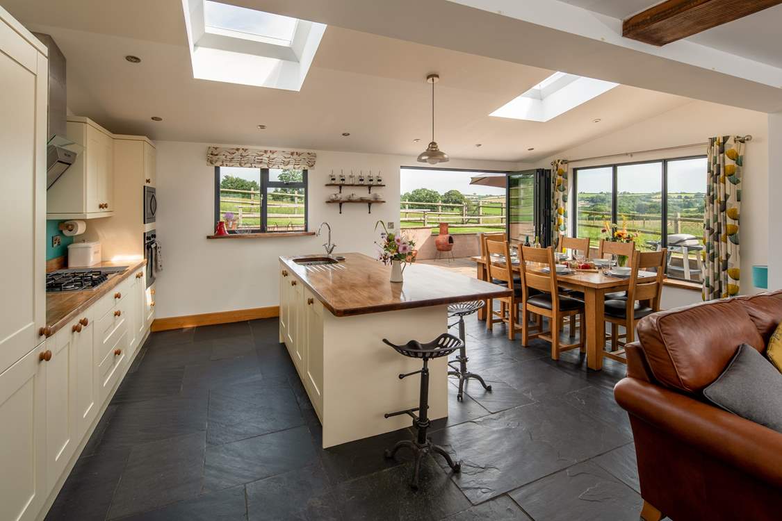 The kitchen living-area is open plan, perfect for a group holiday.