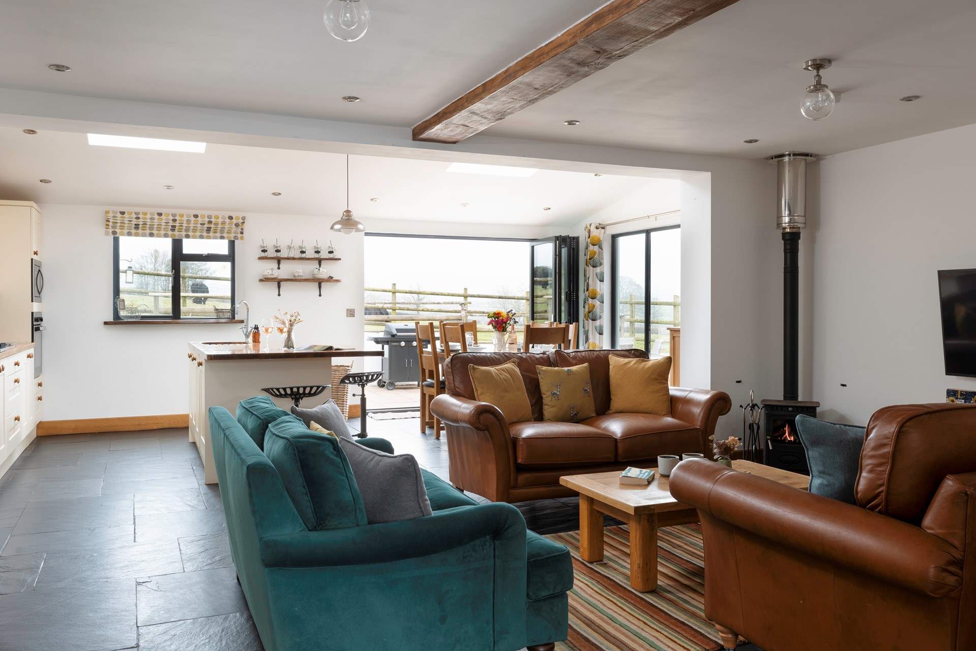 The kitchen living-area is open plan, perfect for a group holiday.