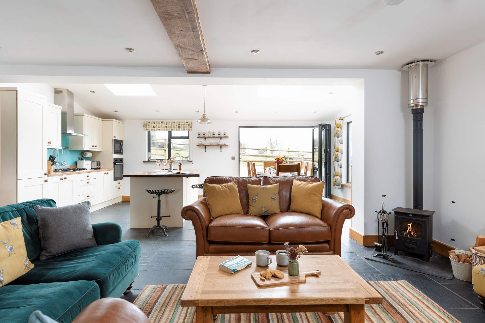 The living-area has a wood-burning stove and the owners provide you with all the logs you will need for your entire stay.