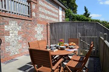 Another view of the terrace, which catches the sun.