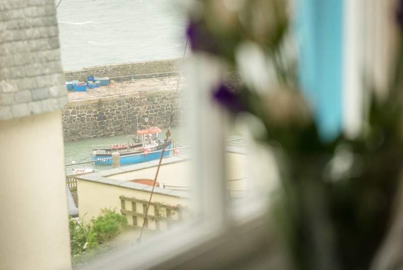 The view from the double bedroom down to the harbour.