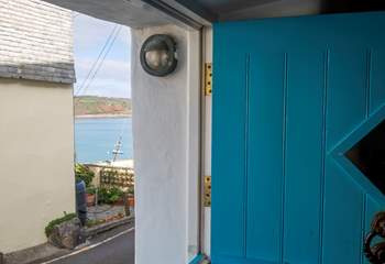 Looking out from the front door to the beach.
