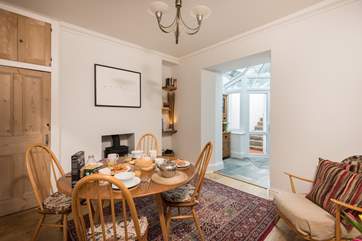 The dining-room is lovely for cosy meals on winter days.