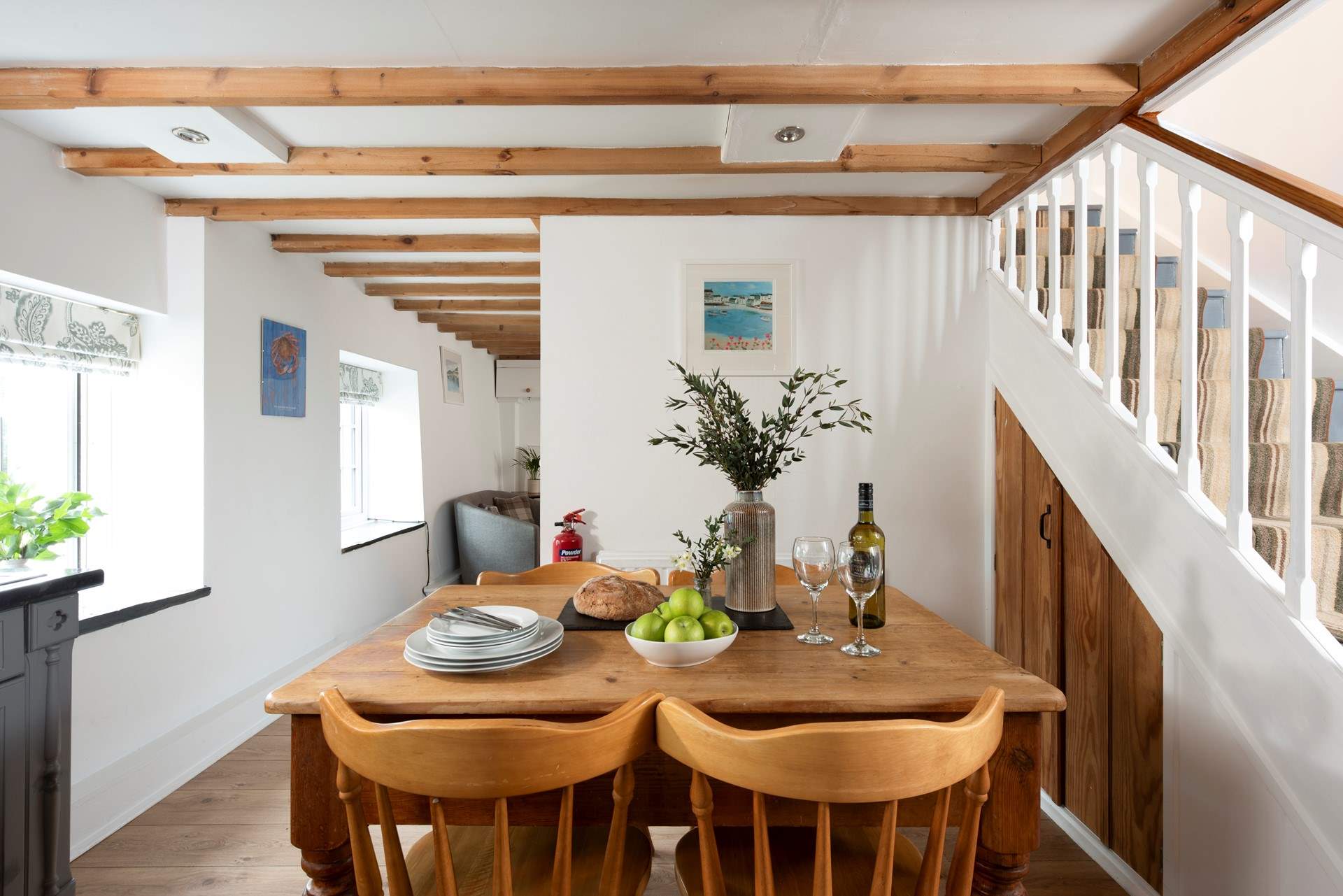 Gather around the dining table to chat about the adventures of the day. 