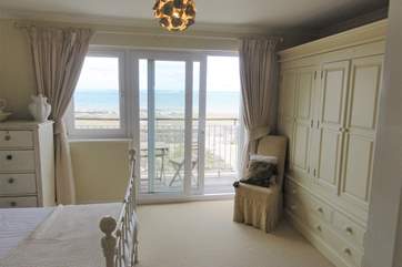 Views of the Solent from the bedroom, leading out to the Balcony