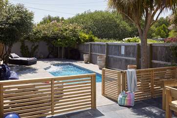 The beautiful tiled pool area.