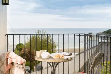 Wonderful views of Talland Bay from the balcony at Little Phoenix.
