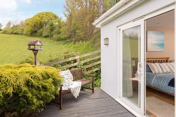 The deck outside the bedroom.