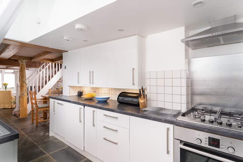 The open plan ground floor kitchen area.