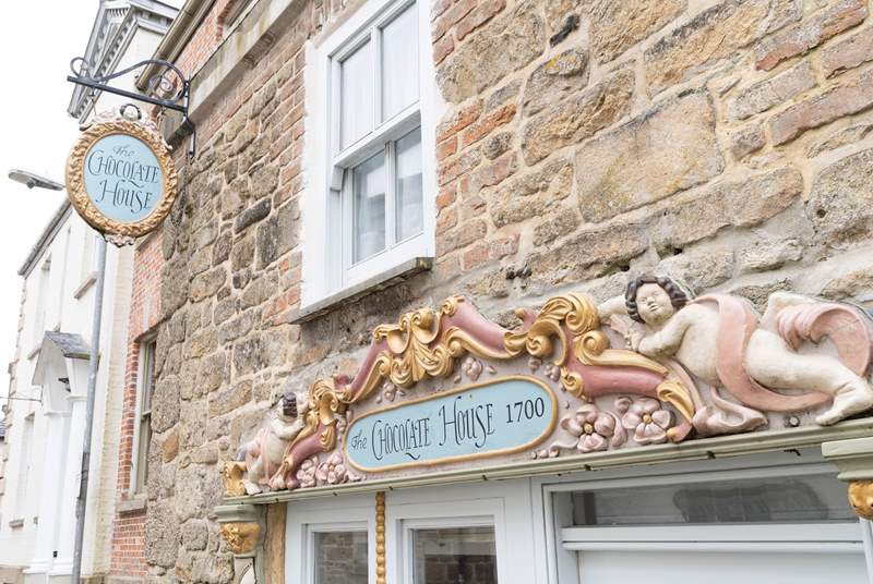 Beautifully restored, this fabulous sign adorns The Chocolate House.