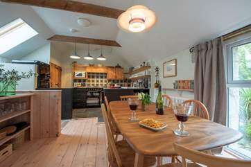 Wooden floors and contemporary furnishings.