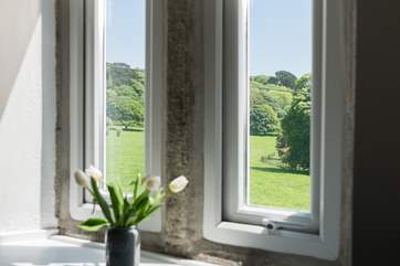 Views over the estate grounds from Trefusis Lodge.