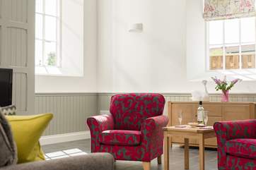 Bright pops of colour add a vibrant air to this lovely old chapel.