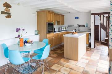 Open plan kitchen, dining and living area.