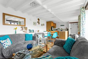 Open plan kitchen, dining and living area.