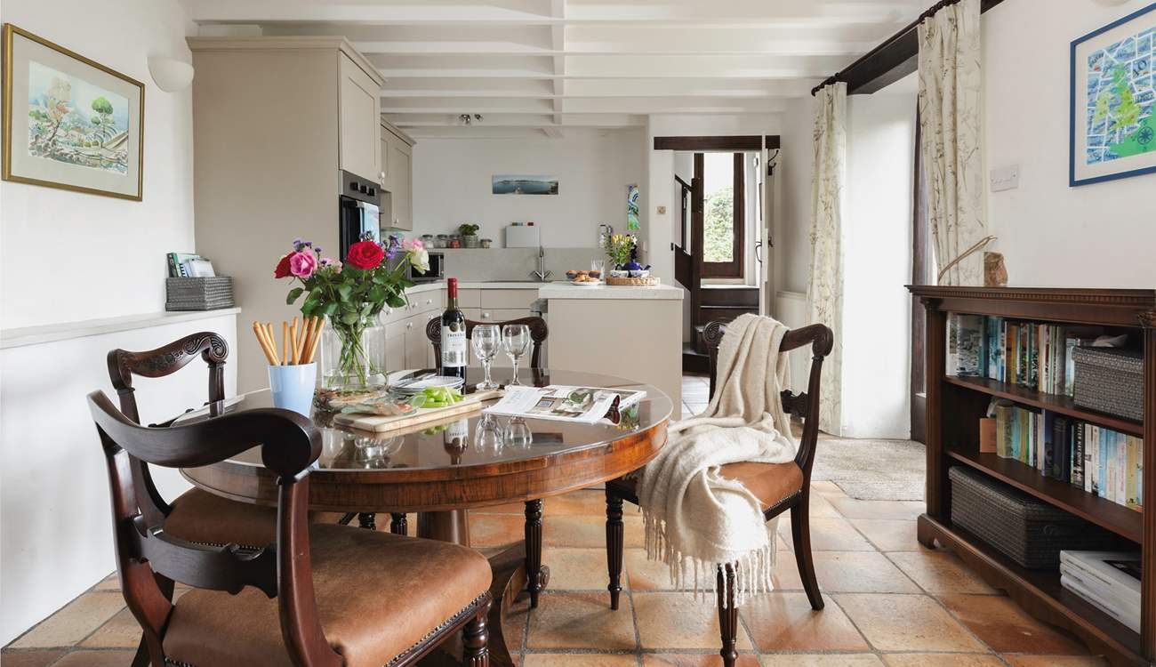 The dining area is perfect for planning the day ahead or coming together after a busy day exploring.