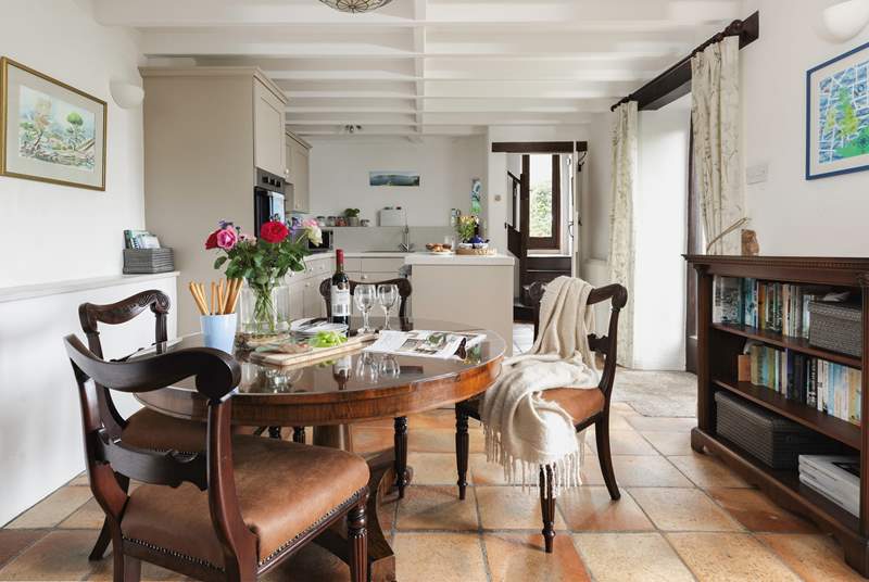 The dining area is perfect for planning the day ahead or coming together after a busy day exploring.