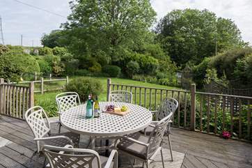 Decked area looking out onto the fully enclosed garden.