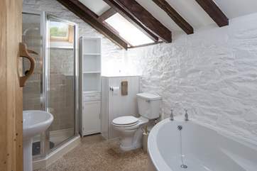 Family bathroom with a super corner bath.