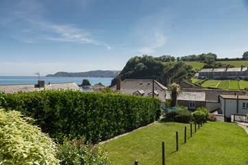 Enjoy the coastal views from the decking at the far end of the garden.
