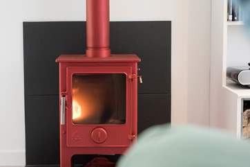 A roaring wood-burner.