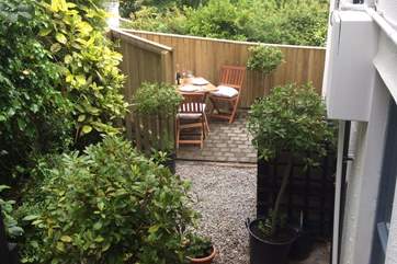 Looking down to the terrace.