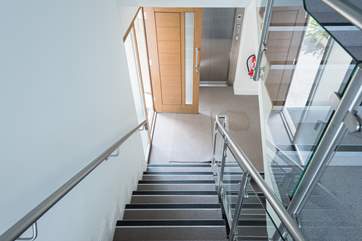 The apartment is on the first floor so there is a flight of stairs or a lift.