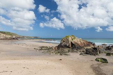 Kennack Sands is a short stroll down the hill, there is a dog-friendly area of beach next to the main beach, just follow the signs when you get down there.