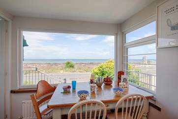 The breakfast table in the kitchen has a fantastic view to start off the day perfectly.